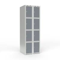 Skoleskab 2x300 Lige tag 4 rum i h&oslash;jden Lys gr&aring; laminatd&oslash;r Cylinderl&aring;s