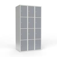 Skoleskab 3x300 Lige tag 4 rum i h&oslash;jden Gr&aring; st&aring;ld&oslash;r Cylinderl&aring;s