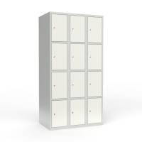 Skoleskab 3x300 Lige tag 4 rum i h&oslash;jden Hvid st&aring;ld&oslash;r Cylinderl&aring;s