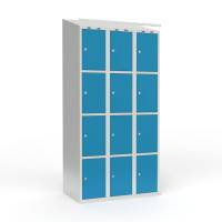 Skoleskab 3x300 Skr&aring;t tag 4 rum i h&oslash;jden Lys bl&aring;  st&aring;ld&oslash;r Cylinderl&aring;s