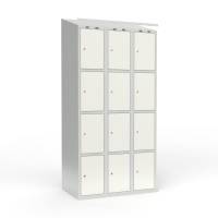 Skoleskab 3x300 Skr&aring;t tag 4 rum i h&oslash;jden Hvid st&aring;ld&oslash;r Cylinderl&aring;s