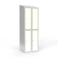 Skoleskab 2x300 Skr&aring;t tag 2 rum i h&oslash;jden Hvid laminatd&oslash;r Cylinderl&aring;s