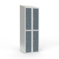 Skoleskab 2x300 Skr&aring;t tag 2 rum i h&oslash;jden VirrVarr Black laminatd&oslash;r Cylinderl&aring;s