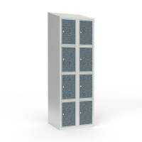 Skoleskab 2x300 Skr&aring;t tag 4 rum i h&oslash;jden VirrVarr Black laminatd&oslash;r Cylinderl&aring;s