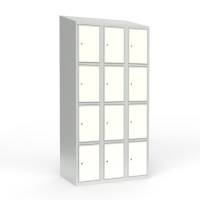 Skoleskab 3x300 Skr&aring;t tag 4 rum i h&oslash;jden Hvid laminatd&oslash;r Cylinderl&aring;s