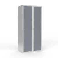 Skoleskab 2x400 Lige tag 1 rum i h&oslash;jden Lys gr&aring; laminatd&oslash;r Cylinderl&aring;s