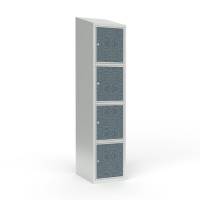 Skoleskab 1x400 Skråt tag 4 rum i højden VirrVarr Black laminatdør Cylinderlås