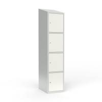 Skoleskab 1x400 Skr&aring;t tag 4 rum i h&oslash;jden Hvid st&aring;ld&oslash;r Cylinderl&aring;s