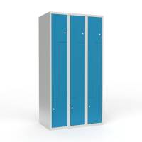 Skoleskab 3x300 Lige tag, Z-d&oslash;r Lys bl&aring; st&aring;ld&oslash;r Cylinderl&aring;s