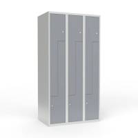 Skoleskab 3x300 Lige tag, Z-d&oslash;r Gr&aring; st&aring;ld&oslash;r Cylinderl&aring;s