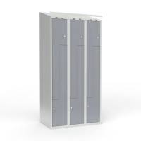 Skoleskab 3x300 Skråt tag, Z-dør Grå ståldør Cylinderlås