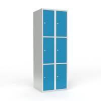 Skoleskab 2x300 Lige tag 3 rum i h&oslash;jden Lys bl&aring;  st&aring;ld&oslash;r Cylinderl&aring;s