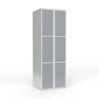 Skoleskab 2x300 Lige tag 3 rum i h&oslash;jden Gr&aring; st&aring;ld&oslash;r Cylinderl&aring;s