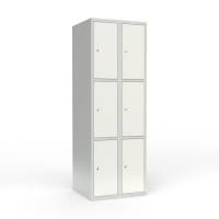 Skoleskab 2x300 Lige tag 3 rum i h&oslash;jden Hvid st&aring;ld&oslash;r Cylinderl&aring;s