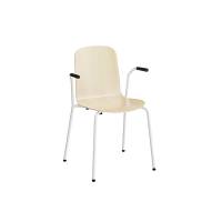 Stol Add 5901 med arml&aelig;n Siddeskal i birk laminat, hvidt stel