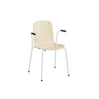 Stol Add 5901 med arml&aelig;n Siddeskal i birk laminat, hvidt stel