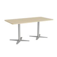 Mødebord DNA, Birk 1600x800 mm rektangulær, Alugråt understel
