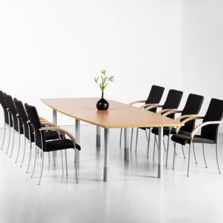 Konferencebord Consensus, B&oslash;g 3500x1200 mm b&aring;dformet, Alugr&aring; understel