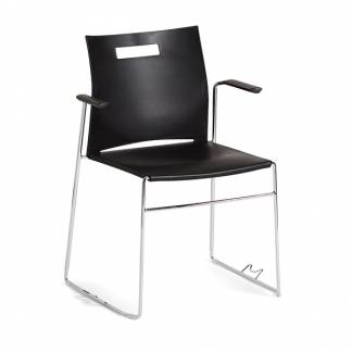 Stol Unite Sort, med armlæn