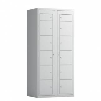 T&oslash;judleveringsskab 2x6 rum med lige tag og lys gr&aring; d&oslash;re med cylinderl&aring;s