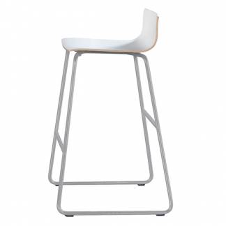 Barstol Cafe VII hvid laminat på alugrå stolben