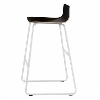 Barstol Cafe VII sort laminat p&aring; hvide stolben