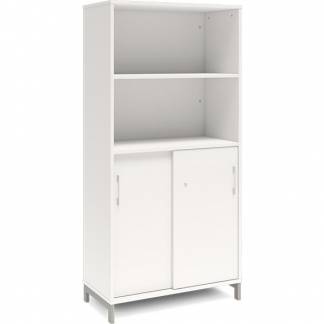 Kontorskab DNA, 800x1660 mm, Hvid/Alugrå, skydedør 4A4