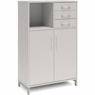 Kontorskab DNA, 800x1275 mm, Lys grå/Alugrå, skuffemodul 3A4/2A4