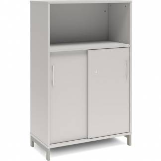 Kontorskab DNA, 800x1275 mm, Lys gr&aring;/Alugr&aring;, skyded&oslash;r 3A4