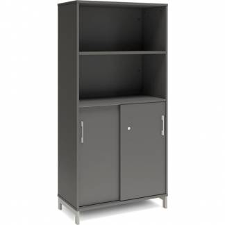 Kontorskab DNA, 800x1660 mm, Antracit/Alugr&aring;, skyded&oslash;r 4A4