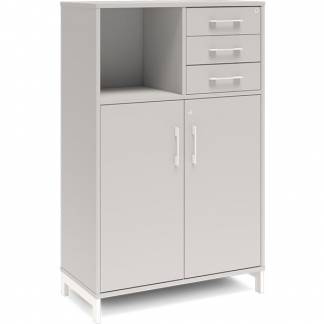 Kontorskab DNA, 800x1275 mm, Lys gr&aring;/Hvid, skuffemodul 3A4/2A4