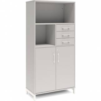 Kontorskab DNA, 800x1660 mm, Lys grå/Hvid, skuffemodul 4A4/2A4