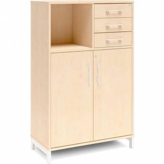 Kontorskab DNA, 800x1275 mm, Birk/Hvid, skuffemodul 3A4/2A4