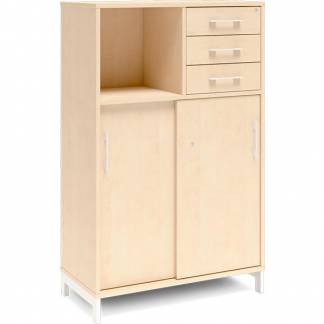 Kontorskab DNA, 800x1275 mm, Birk/Hvid, skyded&oslash;r og skuffemodul 3A4/2A4