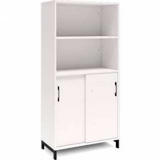 Kontorskab DNA, 800x1660 mm, Hvid/Sort, skydedør 4A4