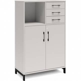 Kontorskab DNA, 800x1275 mm, Lys grå/Sort, skuffemodul 3A4/2A4