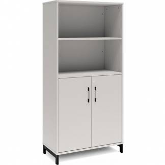 Kontorskab DNA, 800x1660 mm, Lys grå/Sort 4A4/2A4