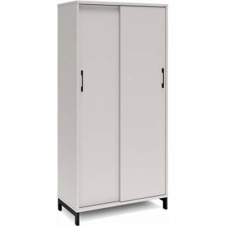 Kontorskab DNA, 800x1660 mm, Lys gr&aring;/Sort, skyded&oslash;r 4A4