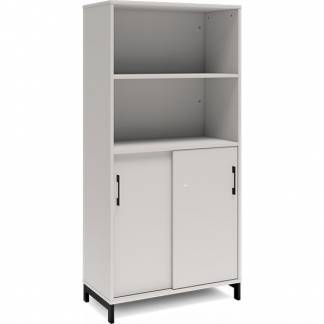 Kontorskab DNA, 800x1660 mm, Lys grå/Sort, skydedør 4A4