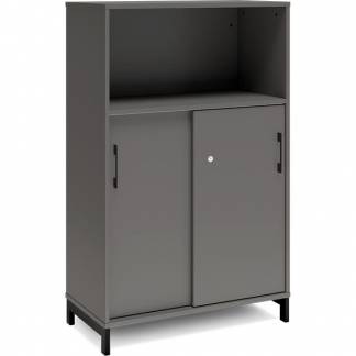 Kontorskab DNA, 800x1275 mm, Antracit/Sort, skydedør 3A4