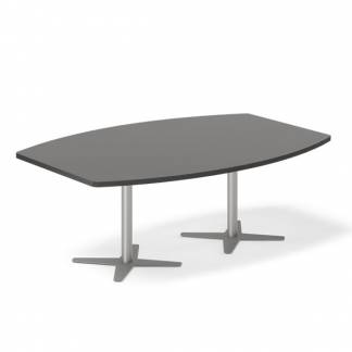 Konferencebord DNA, Antracit 2000x1200 mm b&aring;dformet, Alugr&aring; understel