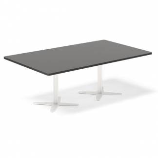 Konferencebord DNA, Antracit 2000x1200 mm rektangul&aelig;rt, Hvid understel