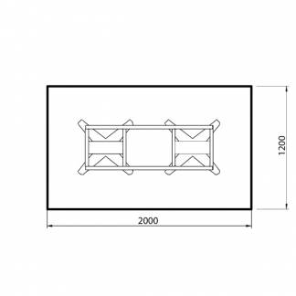 Konferencebord DNA, Antracit 2000x1200 mm rektangul&aelig;rt, Sort understel