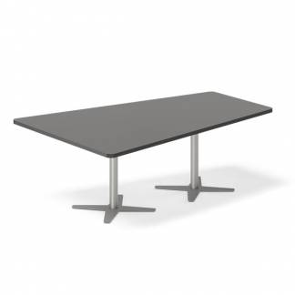 Konferencebord DNA, Antracit 2000x1425 mm trapezformet, Alugr&aring; understel