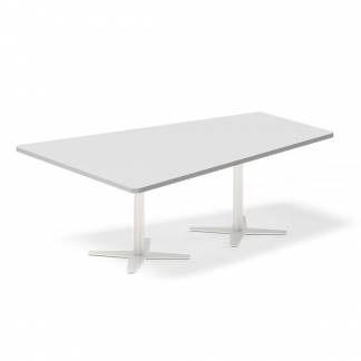 Konferencebord DNA, Lysgr&aring; 2000x1425 mm trapezformet, Hvid understel