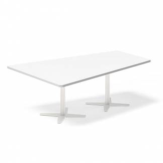 Konferencebord DNA, Hvid 2000x1425 mm trapezformet, Hvid understel