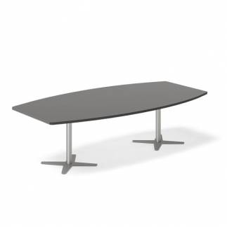 Konferencebord DNA, Antracit 2600x1200 mm b&aring;dformet, Alugr&aring; understel