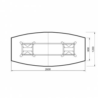 Konferencebord DNA, Antracit 2600x1200 mm b&aring;dformet, Sort understel