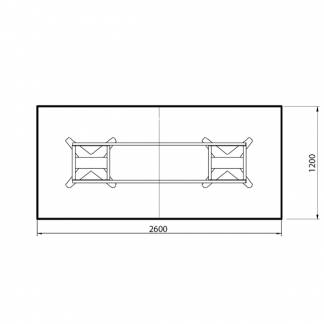 Konferencebord DNA, Hvid 2600x1200 mm rektangul&aelig;rt, Sort understel