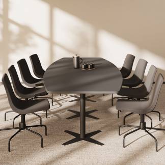 Konferencebord DNA, Antracit 3200x1200 mm b&aring;dformet, Sort understel